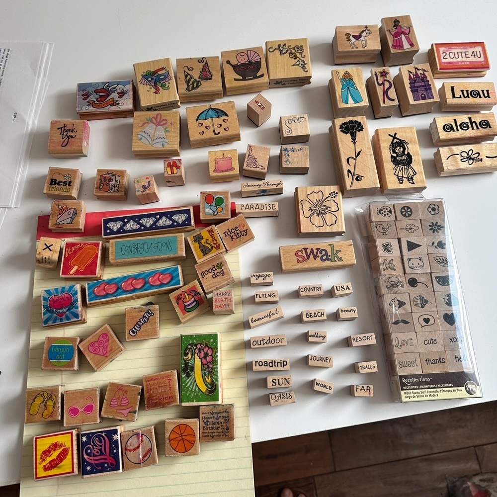 102 wood mounted rubber stamp collection